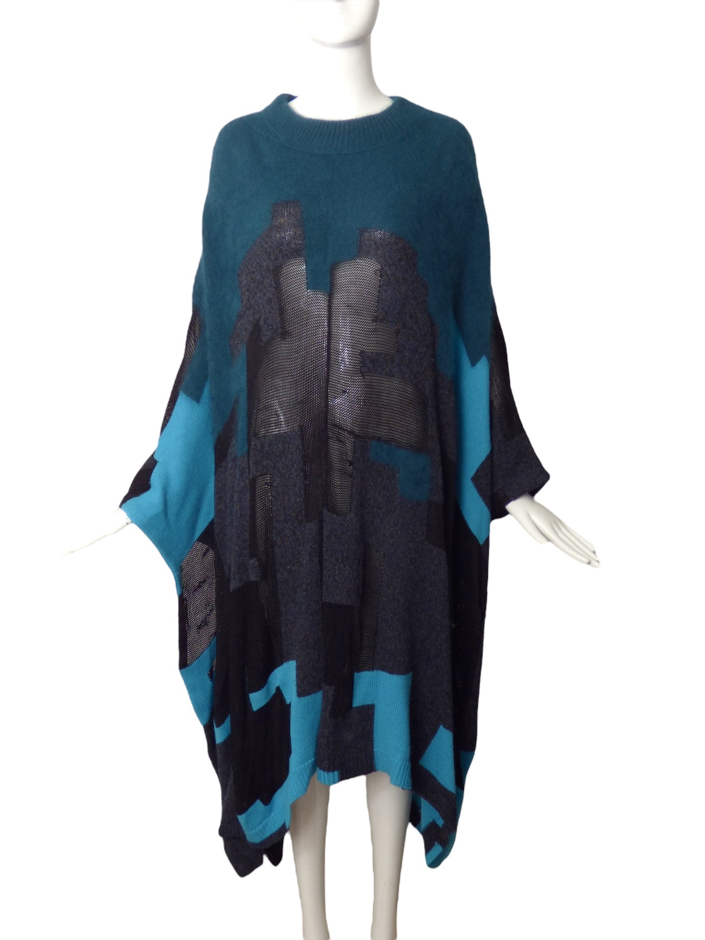 PHILLIP LIM- 2012 Multi Color Oversized Sweater Knit Poncho, Small