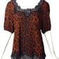 DOLCE & GABBANA- 1990s Brown Chiffon & Lace Blouse, Size 12