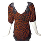 DOLCE & GABBANA- 1990s Brown Chiffon & Lace Blouse, Size 12