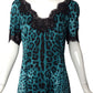 DOLCE & GABBANA- 1990s Teal Chiffon & Lace Blouse, Size 10