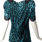 DOLCE & GABBANA- 1990s Teal Chiffon & Lace Blouse, Size 10