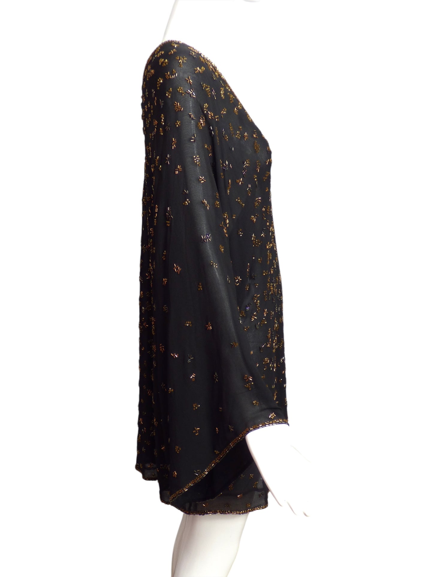 HALSTON- AS IS 1970s Beaded Chiffon Caftan, Size 6