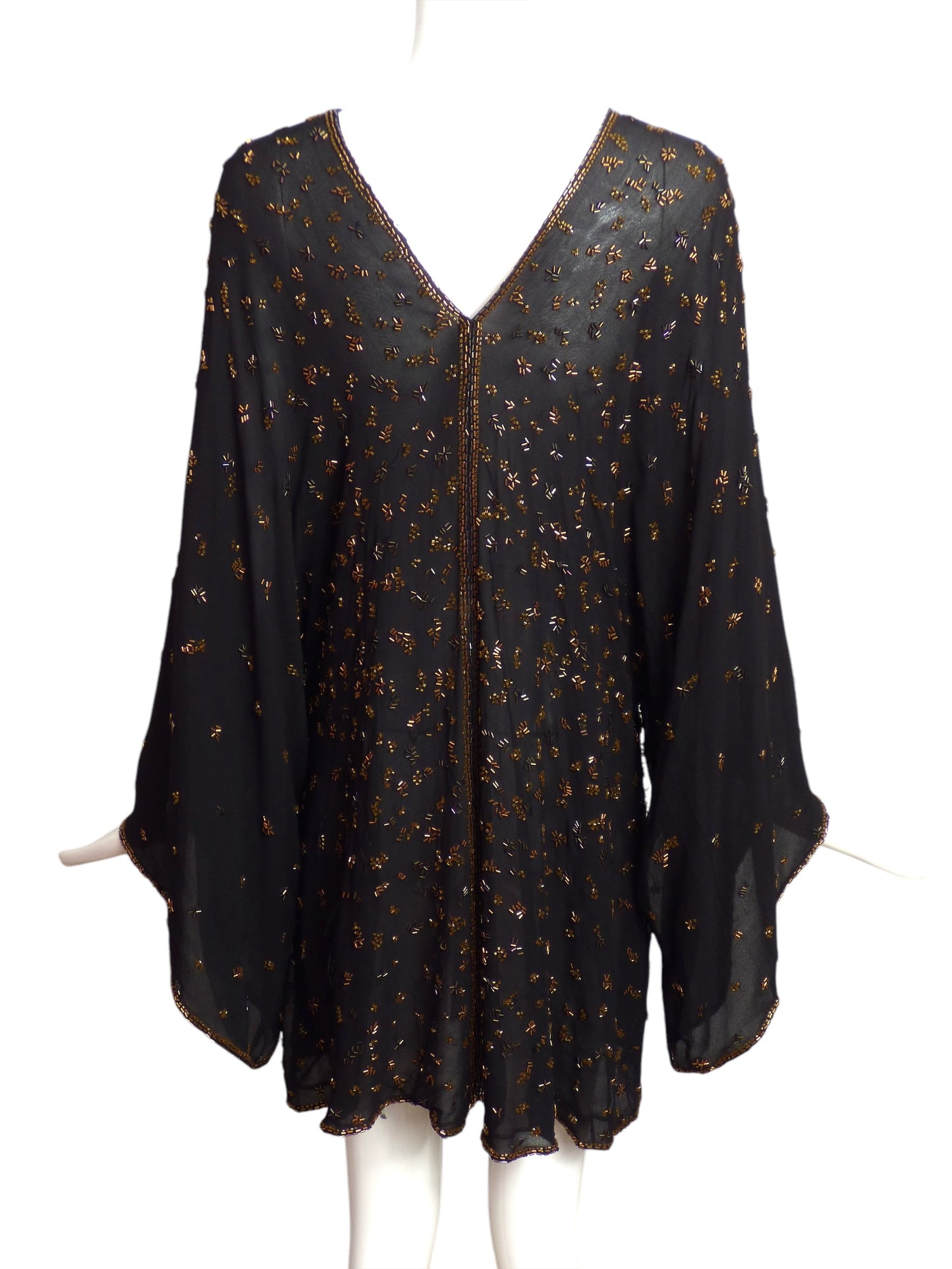 HALSTON- AS IS 1970s Beaded Chiffon Caftan, Size 6