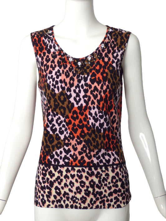 BLUMARINE- Beaded Knit Tank Top, Size 8