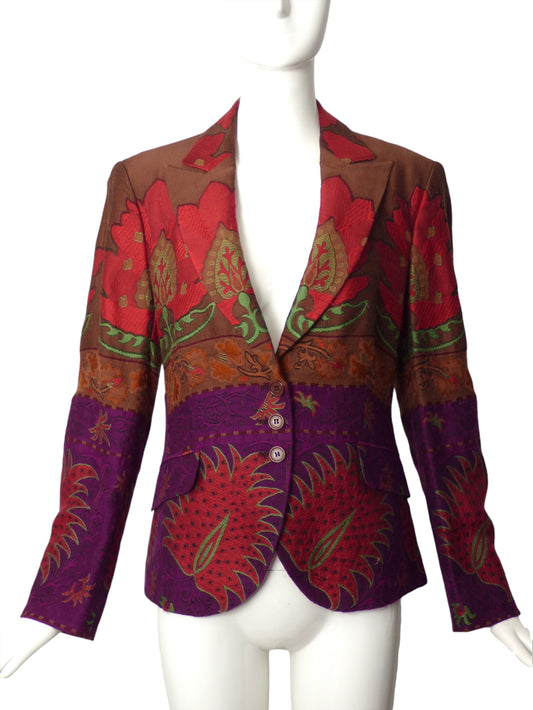 ETRO- Multi Color Wool Brocade Blazer, Size 12