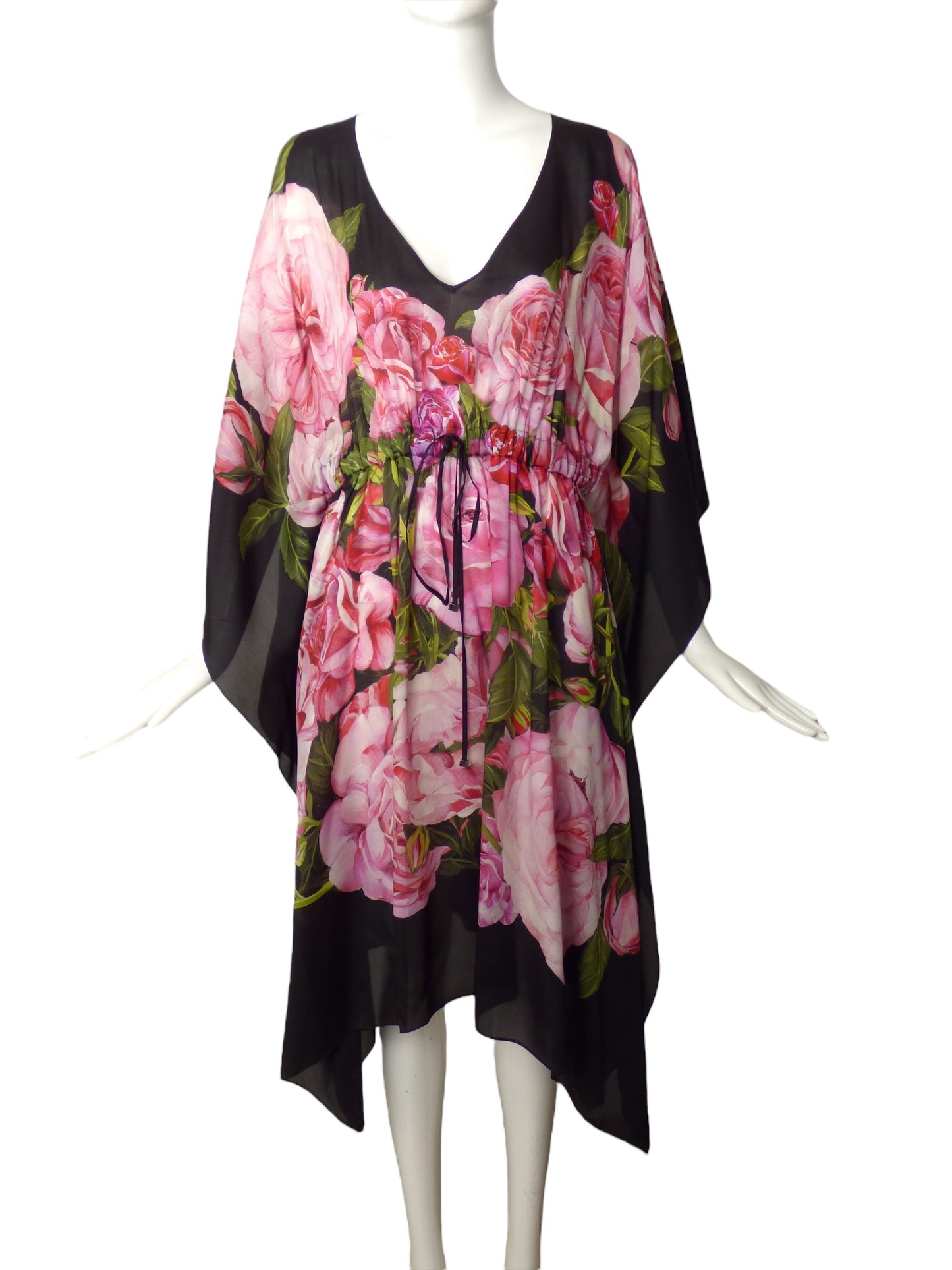 DOLCE & GABBANA- Silk Floral Print Short Caftan, Size-8