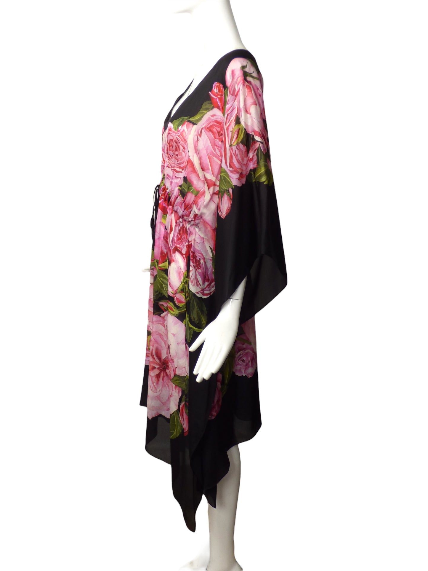 DOLCE & GABBANA- Silk Floral Print Short Caftan, Size-8