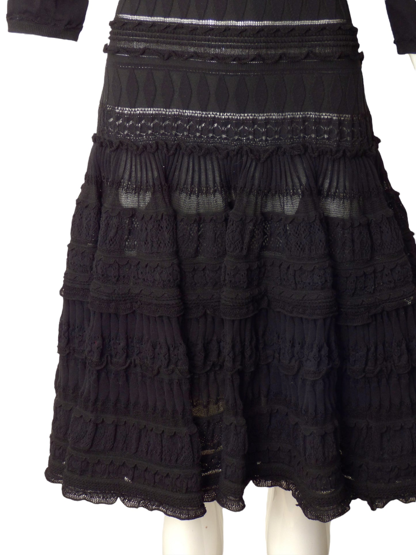 ALAIA- Black Knit Textured Dress, Size 8