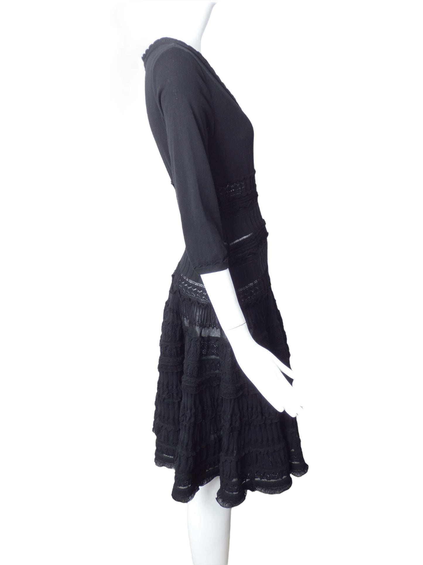 ALAIA- Black Knit Textured Dress, Size 8