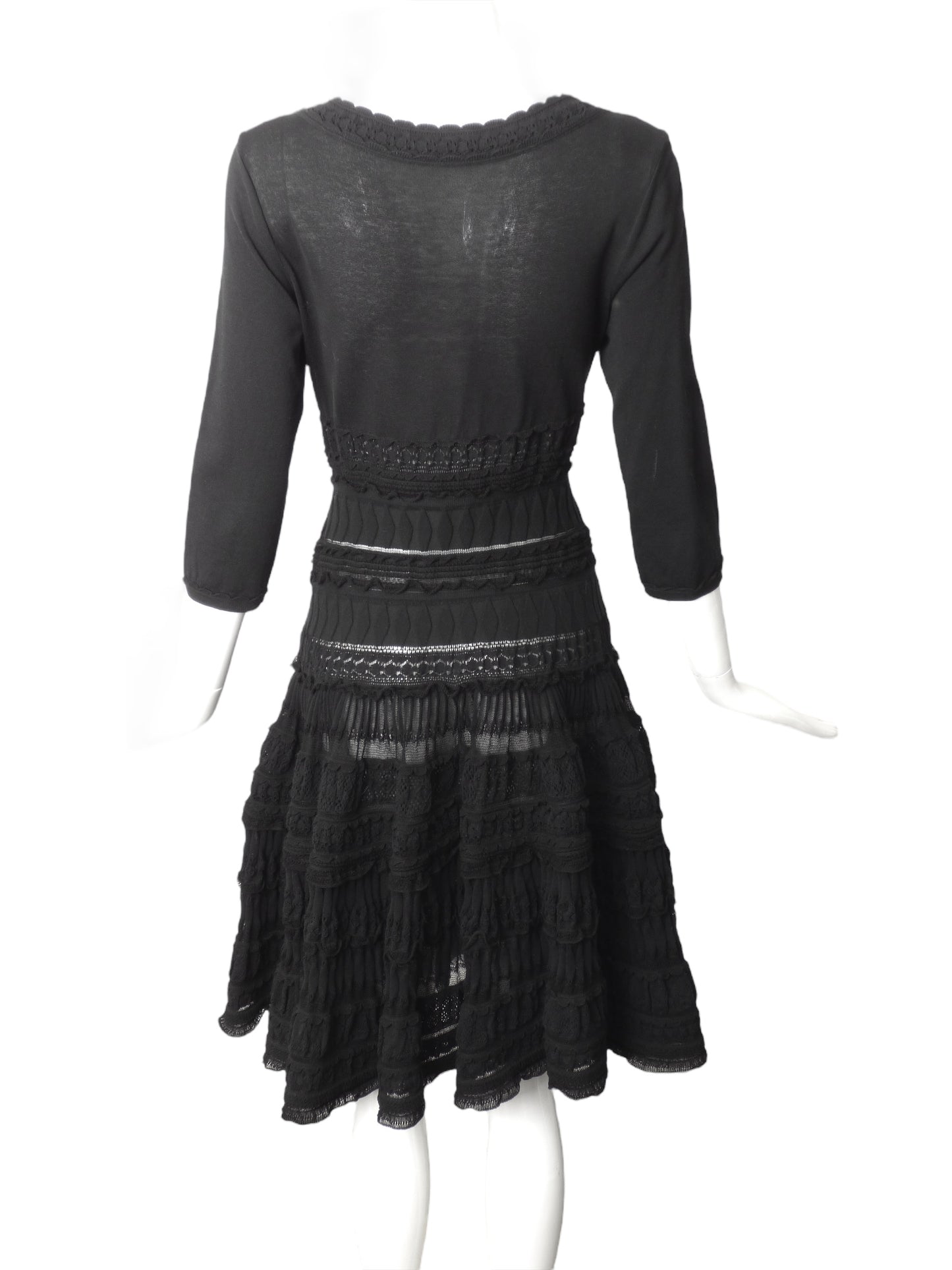 ALAIA- Black Knit Textured Dress, Size 8