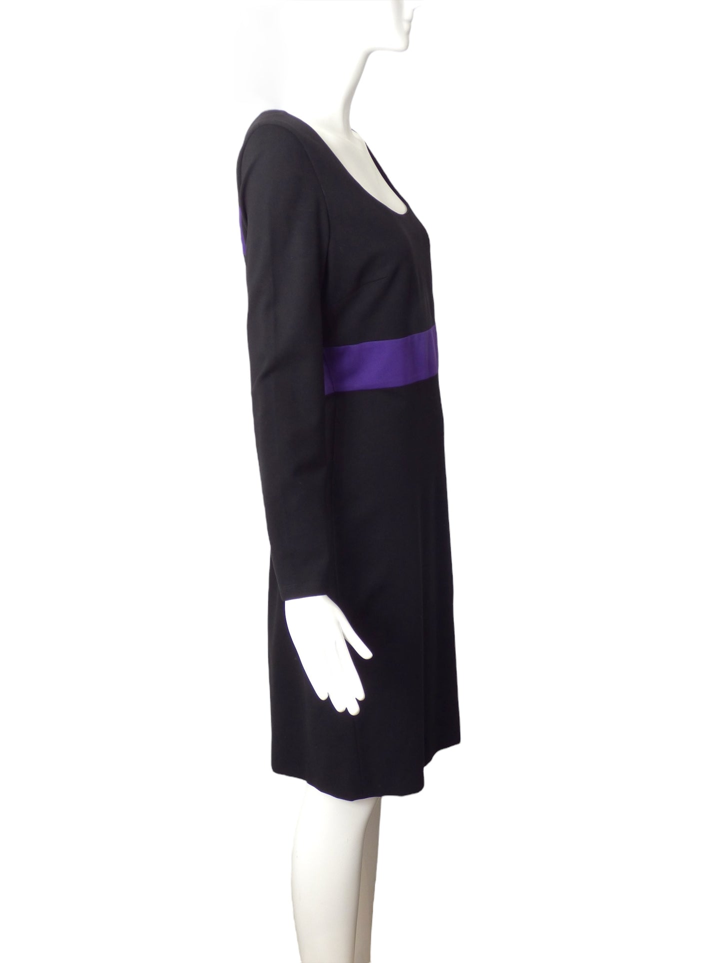 VERSACE- 2011 Black & Purple Fabric Block Dress, Size 10