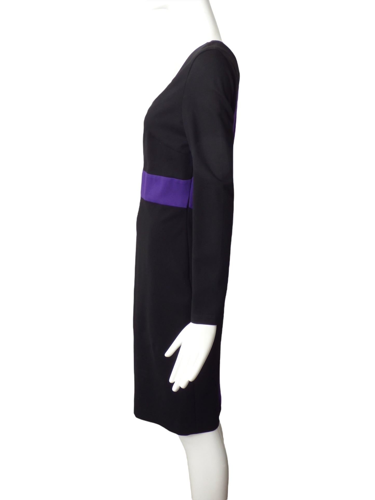 VERSACE- 2011 Black & Purple Fabric Block Dress, Size 10