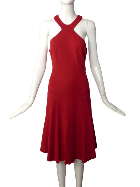 ALAIA- Red Wool Knit Dress, Size 8