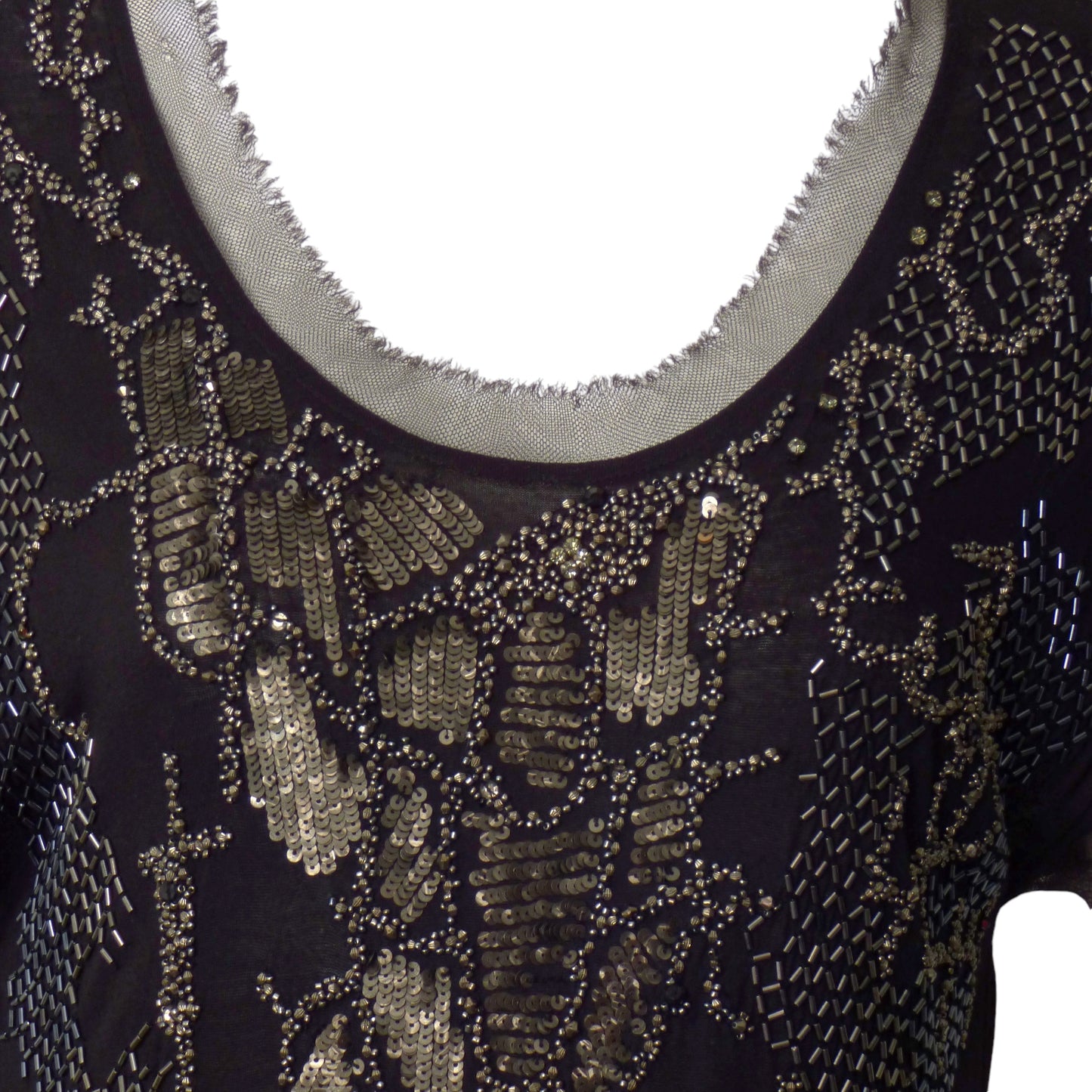 ROBERTO CAVALLI- Beaded Jersey T-Shirt Dress, Size 10