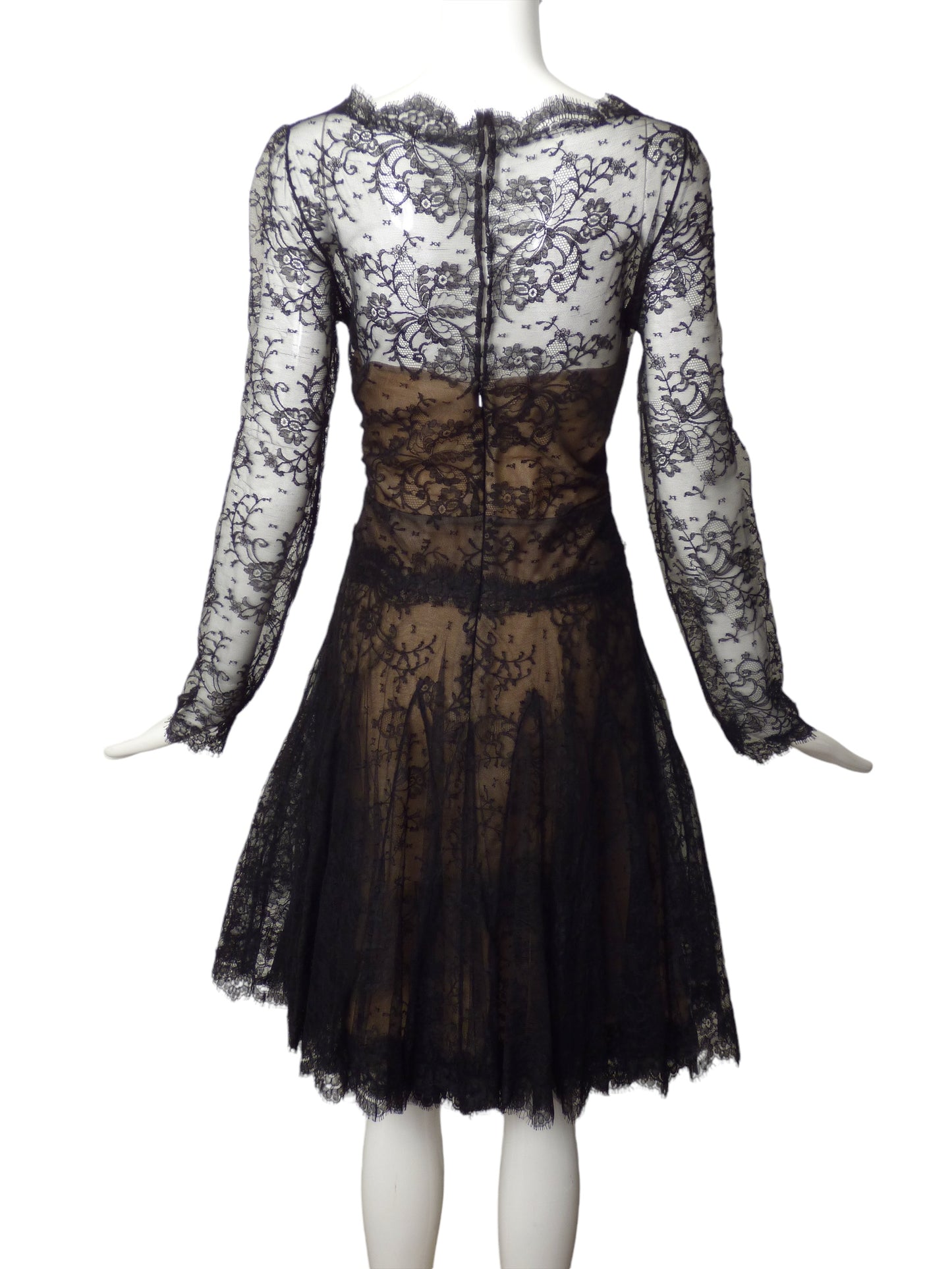 OSCAR DE LA RENTA- 2012 Black Lace Cocktail Dress, Size 14