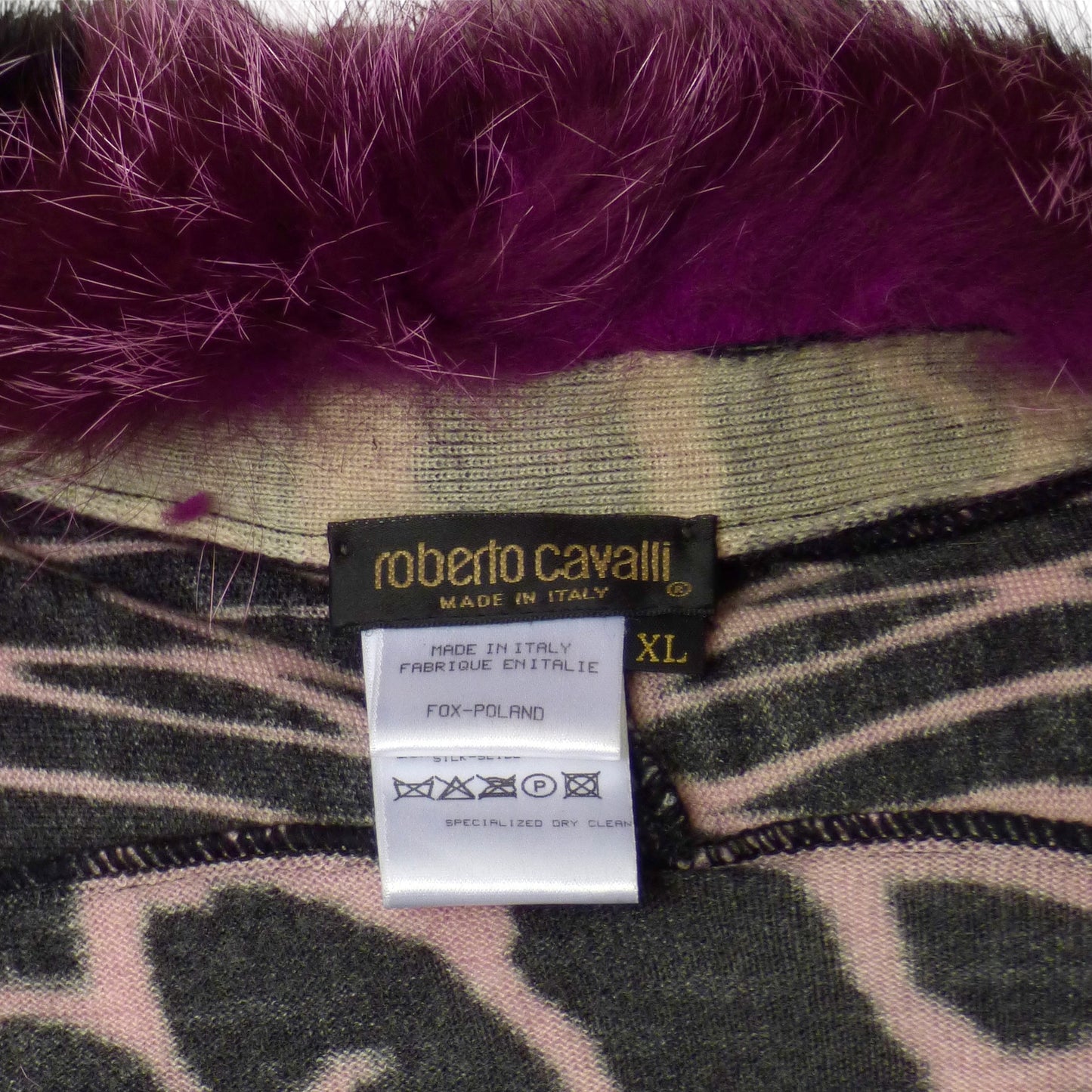 ROBERTO CAVALLI- 2pc Animal Print Fur Trimmed Ensemble, Size 8