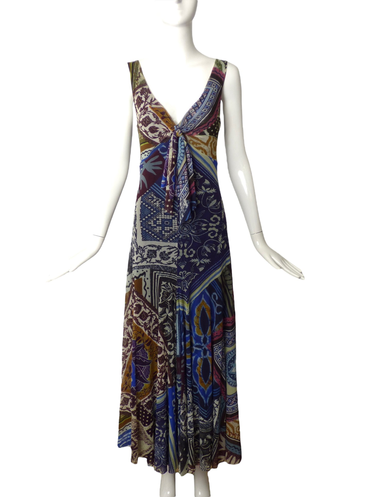 FUZZI- Printed Mesh Maxi Dress, Size 8