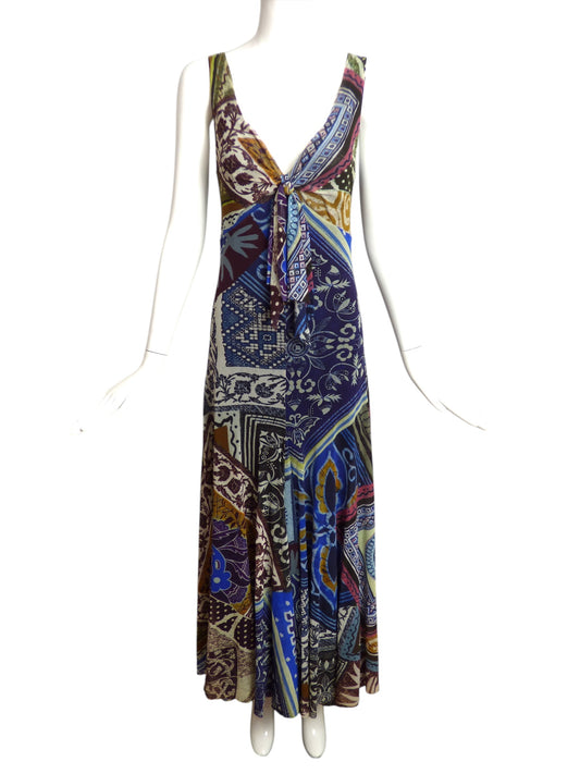 FUZZI- Printed Mesh Maxi Dress, Size 8