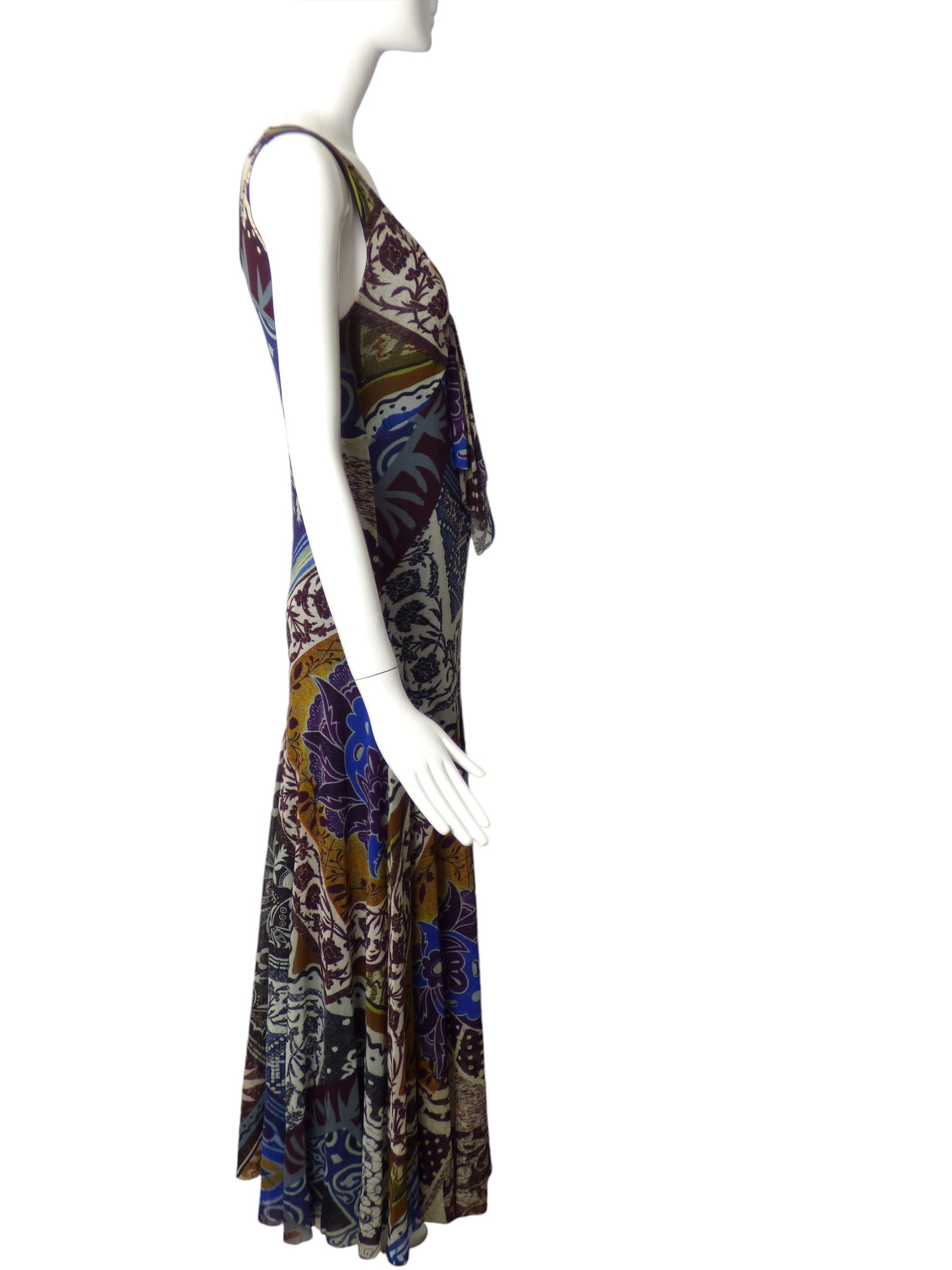 FUZZI- Printed Mesh Maxi Dress, Size 8