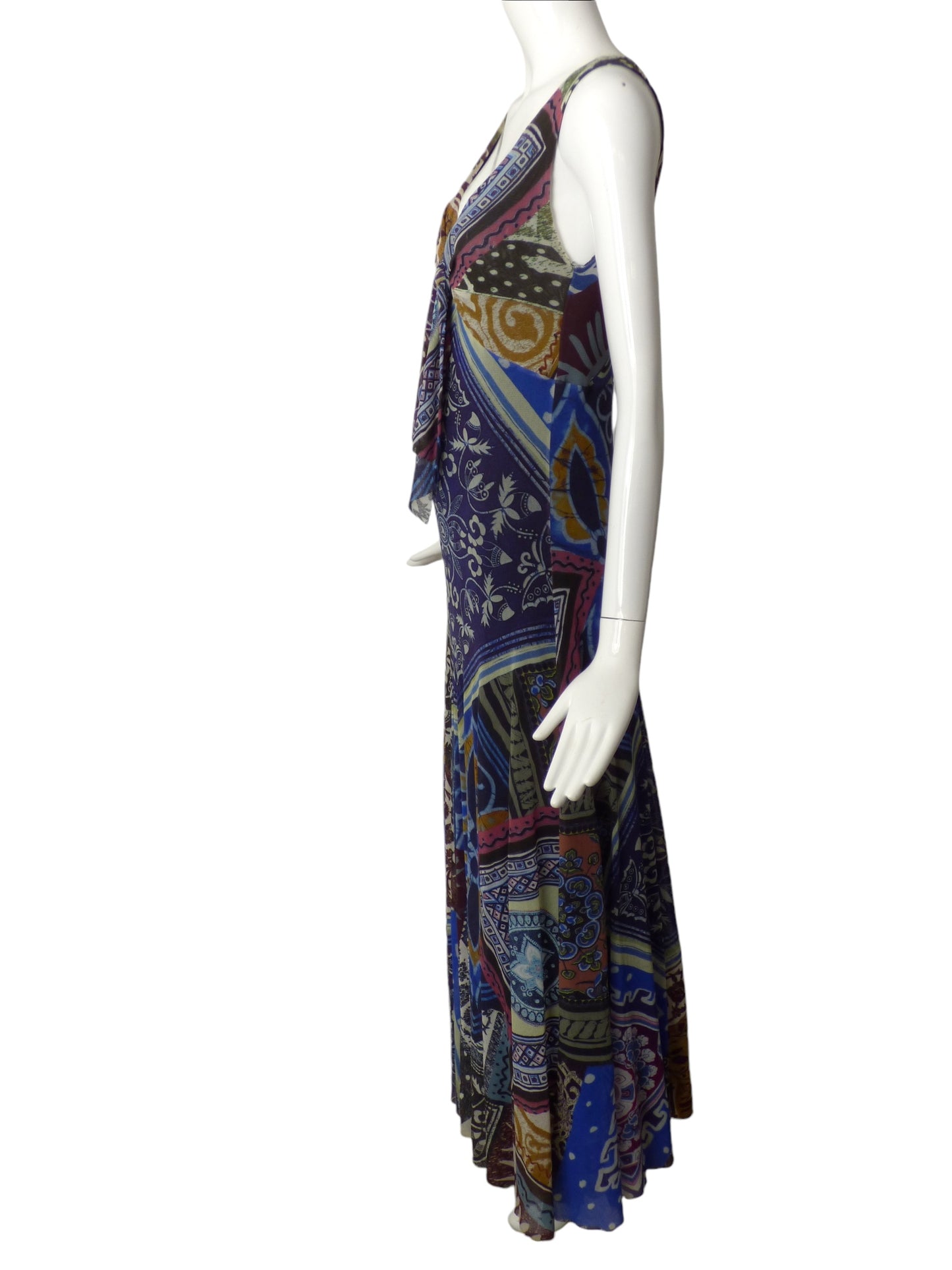 FUZZI- Printed Mesh Maxi Dress, Size 8