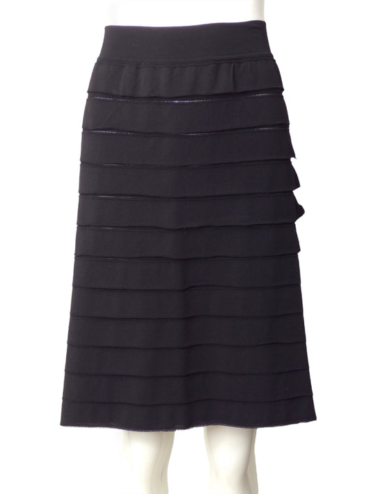 ALAIA- Black Knit Ruffle Skirt, Size 8