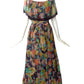 VICTOR COSTA-1970s Floral Chiffon Print Evening Dress, Size 4