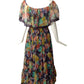 VICTOR COSTA-1970s Floral Chiffon Print Evening Dress, Size 4