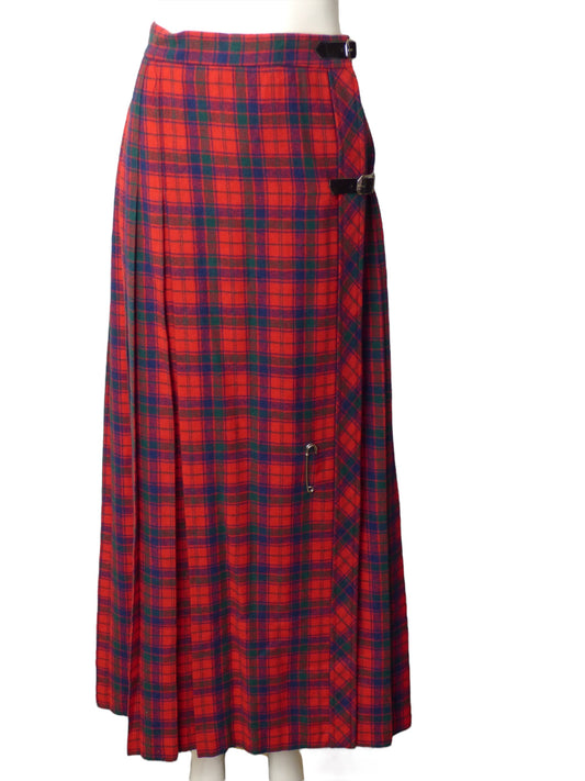 1970s Wool Plaid Maxi Skirt, Size 4