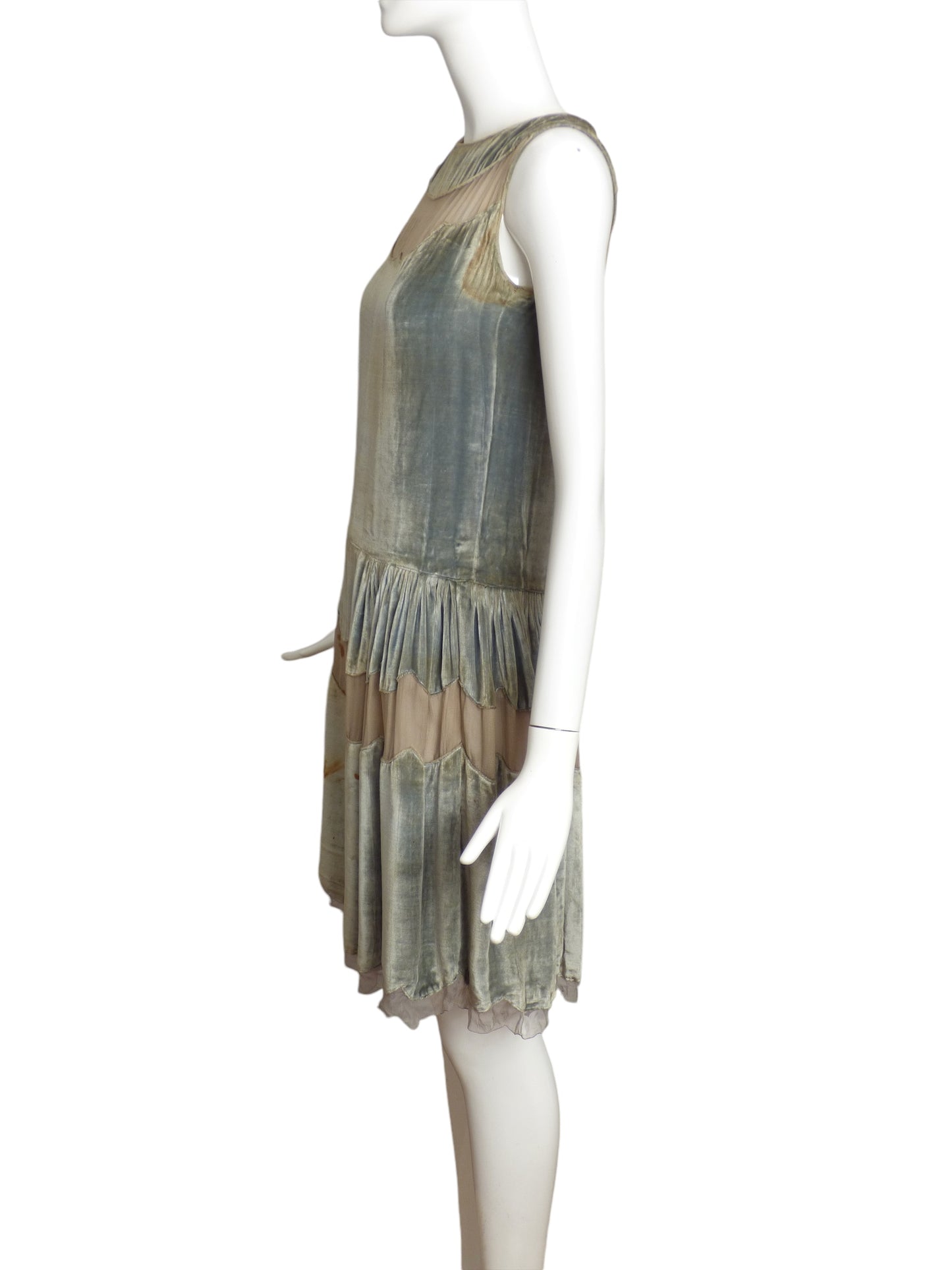 1920s Green Velvet Flapper Dress, Size 2