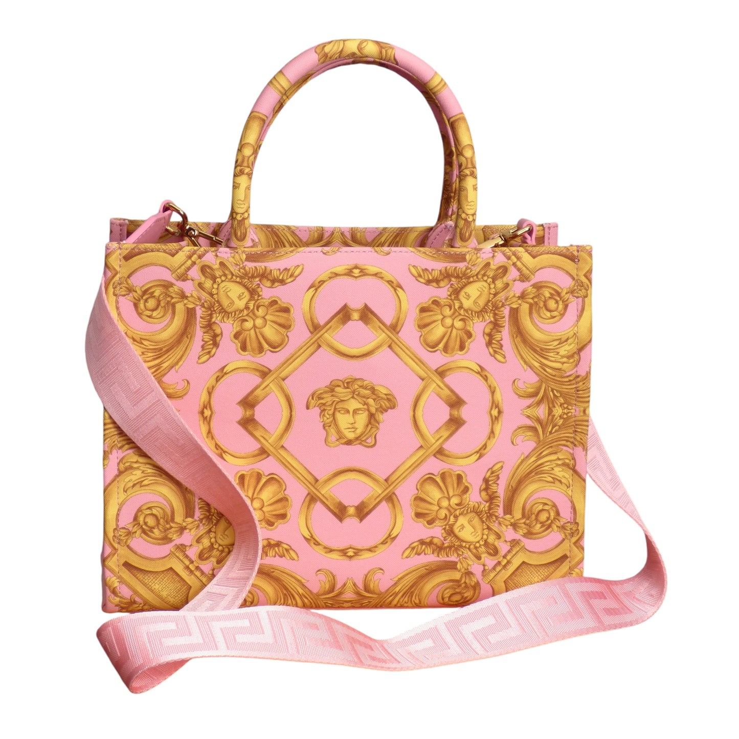 VERSACE- NWT Pink & Gold Canvas Medusa Tote