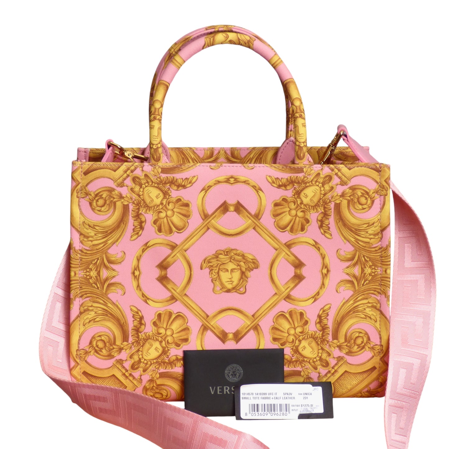 VERSACE- NWT Pink & Gold Canvas Medusa Tote