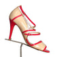 ESCADA- Red & Tan Patent Leather Strappy Sandals, Size 37.5