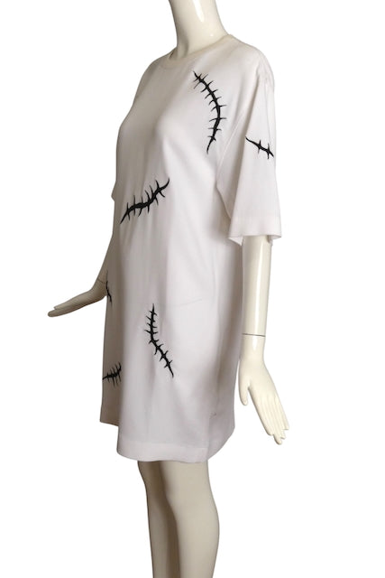 MOSCHINO COUTURE- 2020 White Embroidered Knit Dress, Size 6