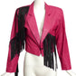 IN TRANSIT-1980s Pink & Black Fringe Bolero, Size 4