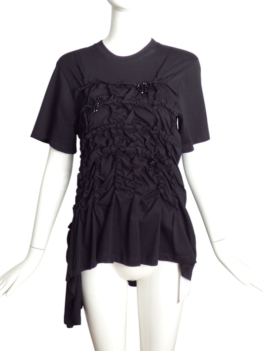 SIMONE ROCHA- NWT Black Beaded & Gathered Top, Size 4