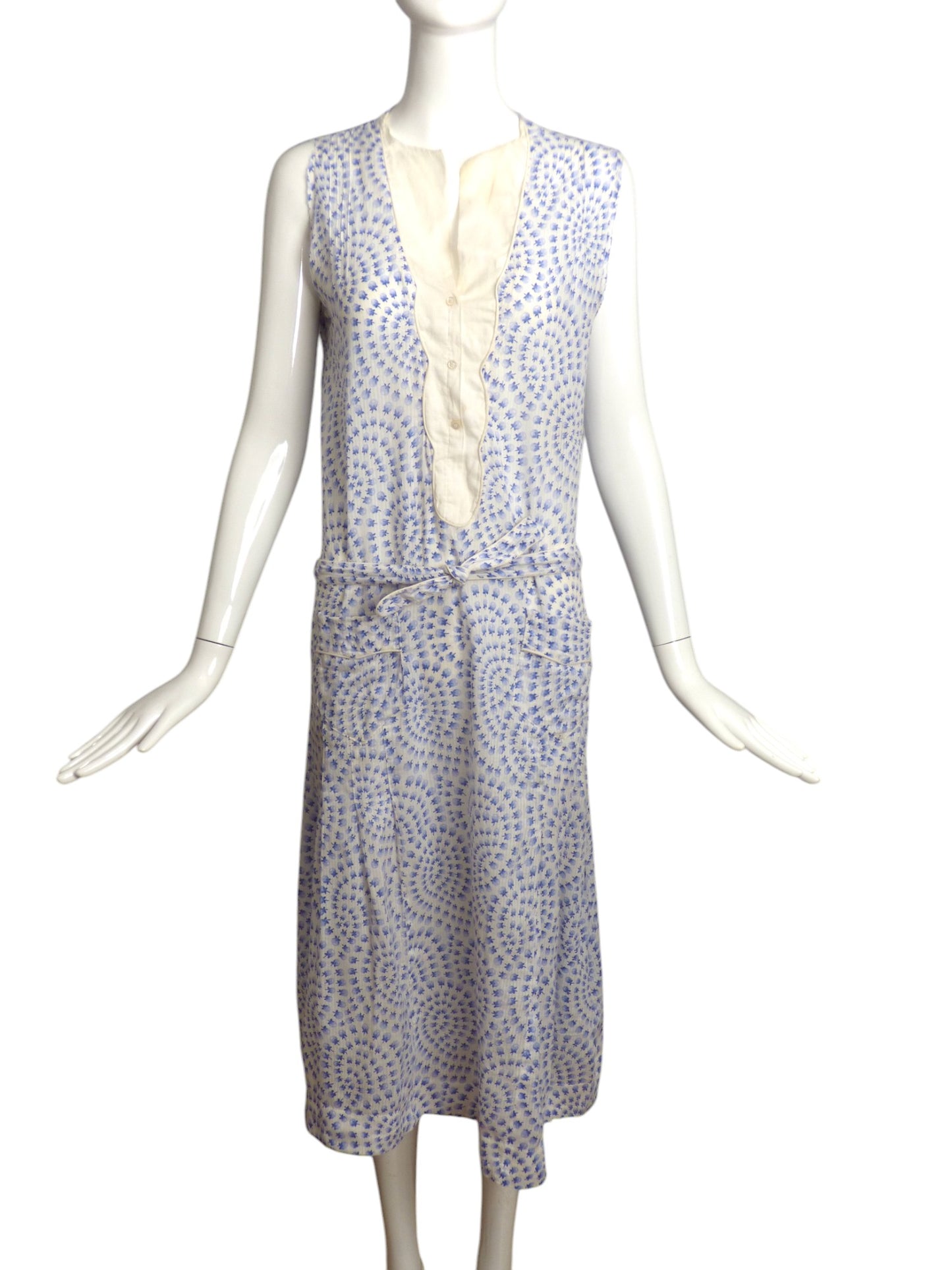 1920s Cotton Floral Day Dress, Size 8