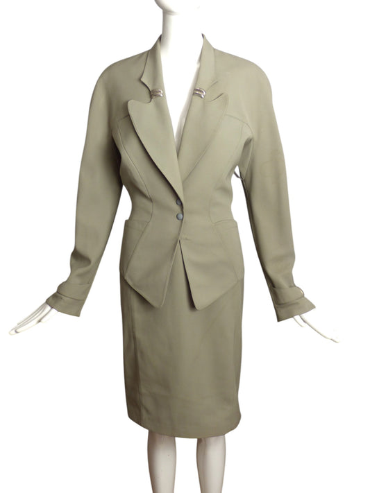 THIERRY MUGLER- AS IS 1990s Grey Skirt Suit, Size 8