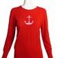 1960s Red Knit Anchor Sweater, Size 6