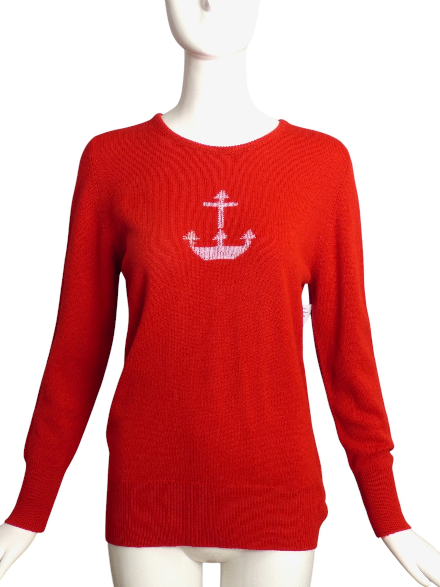 1960s Red Knit Anchor Sweater, Size 6