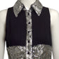 VALENTINO- Black Sequin Crepe Evening Gown, Size 10