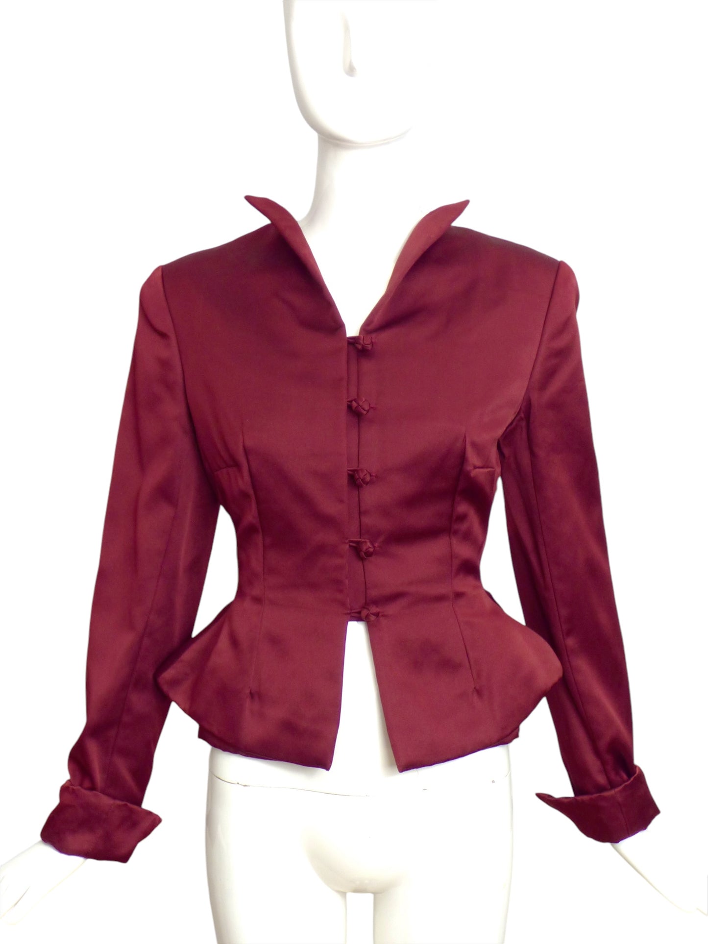 BILL BLASS- 1990s Burgundy Silk Evening Blazer, Size 8