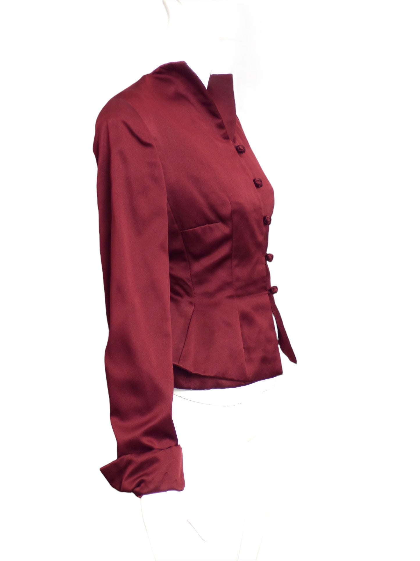 BILL BLASS- 1990s Burgundy Silk Evening Blazer, Size 8