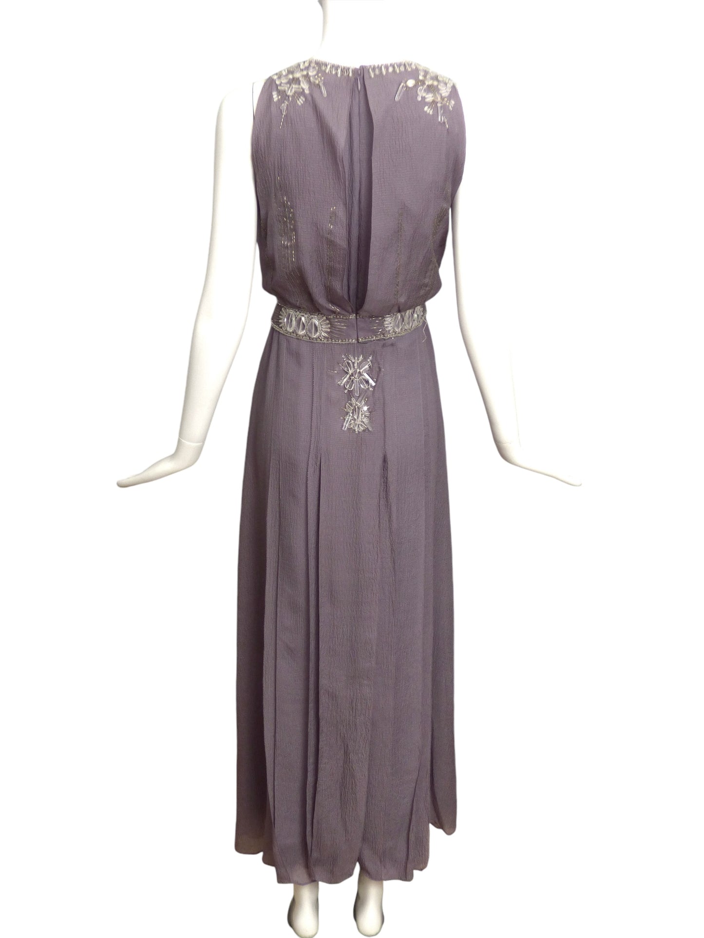 CAROLINA HERRERA- 2007 Lilac Beaded Crepe Evening Gown, Size 10