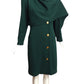 BILL BLASS- 1980s Green Wool Scarf Dress, Size 10