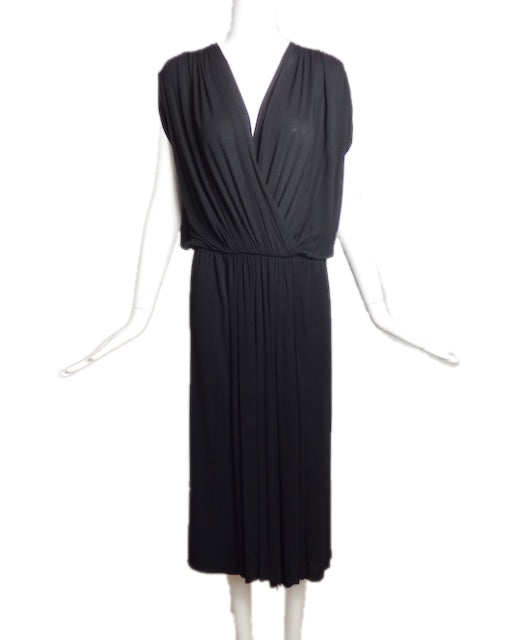 BOB MACKIE- 1970s Black Jersey Knit Dress, Size 6