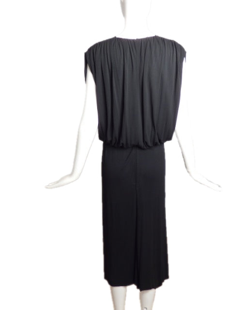 BOB MACKIE- 1970s Black Jersey Knit Dress, Size 6