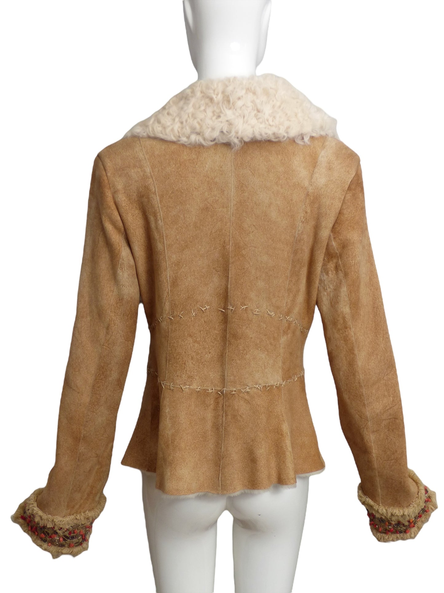 Beaded Shearling Coat, Size 10