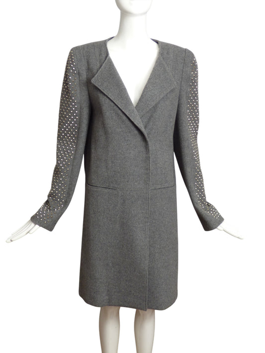 THOMAS WYLDE- NWT Grey Wool Studded Coat, Size 6