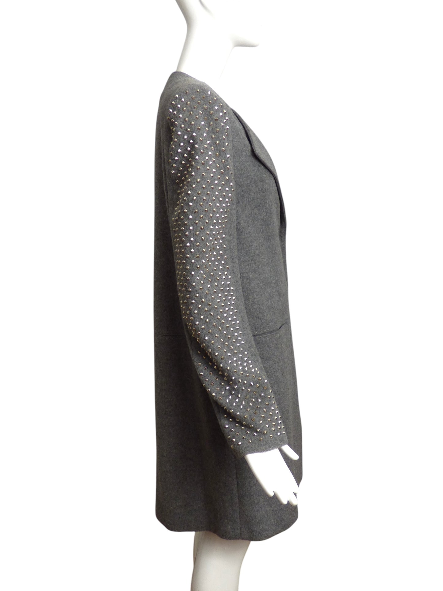 THOMAS WYLDE- NWT Grey Wool Studded Coat, Size 6