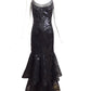 1970s, Black Sequin Net Ball Gown, Size 6